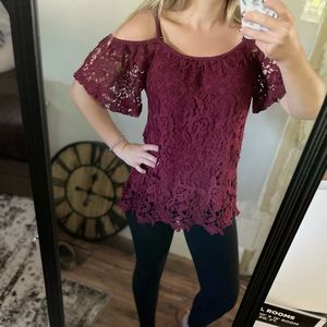 Open Shoulder Lace Blouse